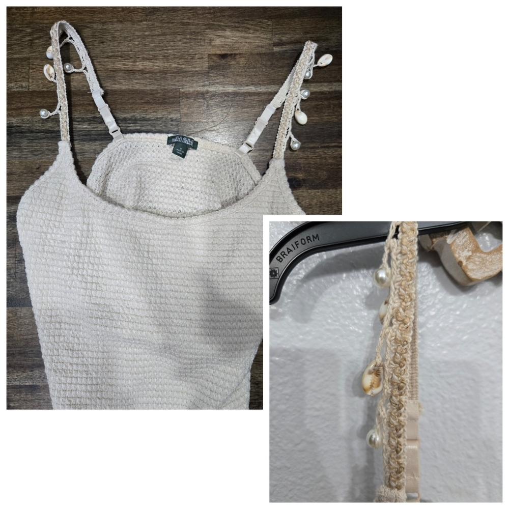 Wild Fable Beach Top With Shell & Pearl Accents
